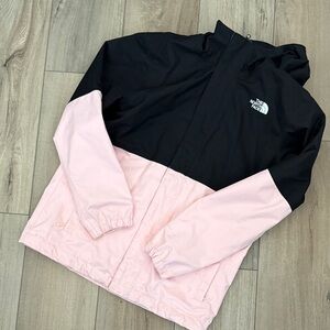 The North Face Kids Black and Light Pink Colorblock Raincoat